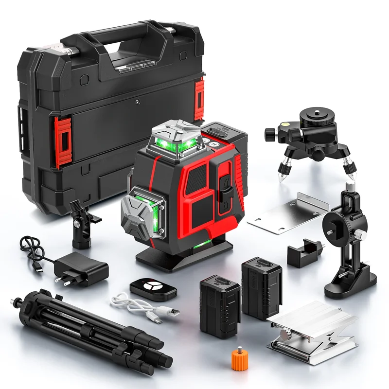 AliExpress - 4D-Nivelliergerät 16 Linien 360° ° Selbstnivellierende Laser-Nivelliergeräte mit Stativ und Koffer, horizontales und vertikales 