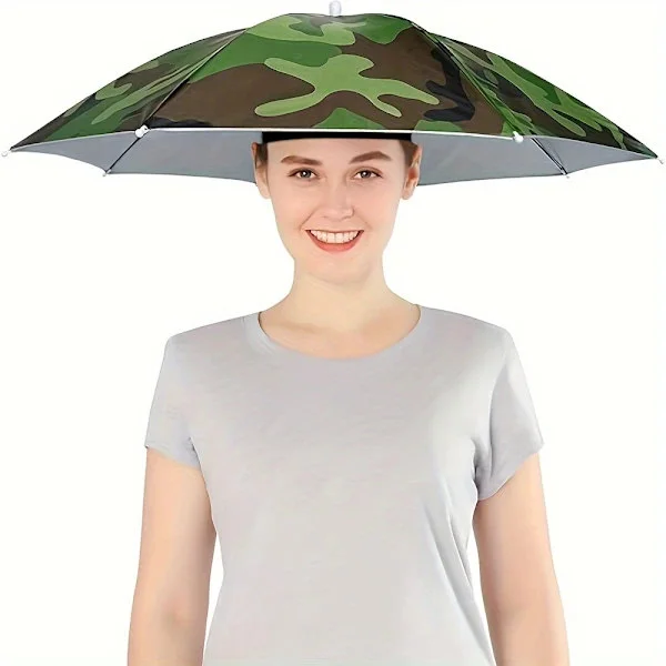 Paraplyhat, egnet til camping og fiskeri, elastisk pandebånds-paraplyhat, UV-beskyttende paraplyhat Camouflage