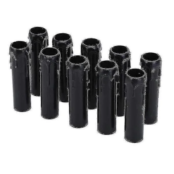 10 st Vintage Ljusdroppar Plastskydd 30 * 100mm Rör Ljuskrona Sockelskydd Ljuskrona Vägglampa Hängande Dekoration för de flesta Termoplast La black