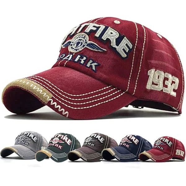 Distressed Baseball Cap for men Vintage Trucker Hat men bomull brodert Snapback Casual Baseball Cap Unisex, rød