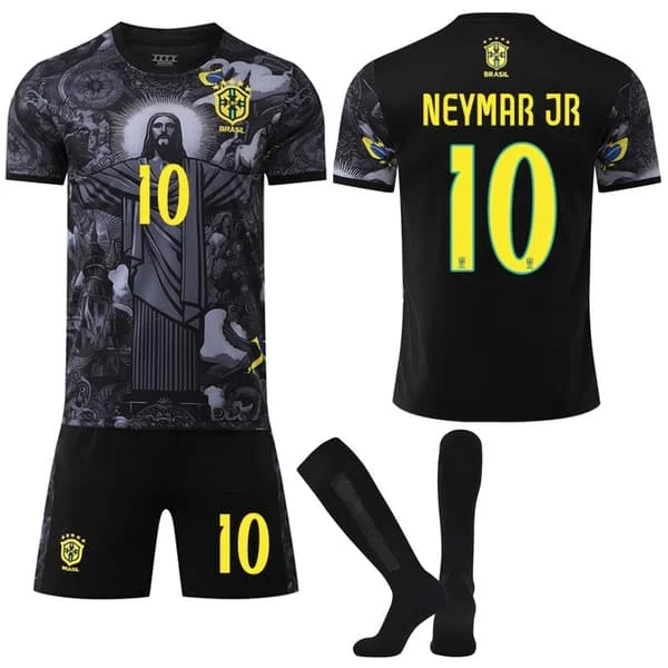 Brasilien Fodbold Kortærmet Trøje 2025-2026, Voksne og Børn, Sokker, Nr. 10 Neymar-WELLNGS