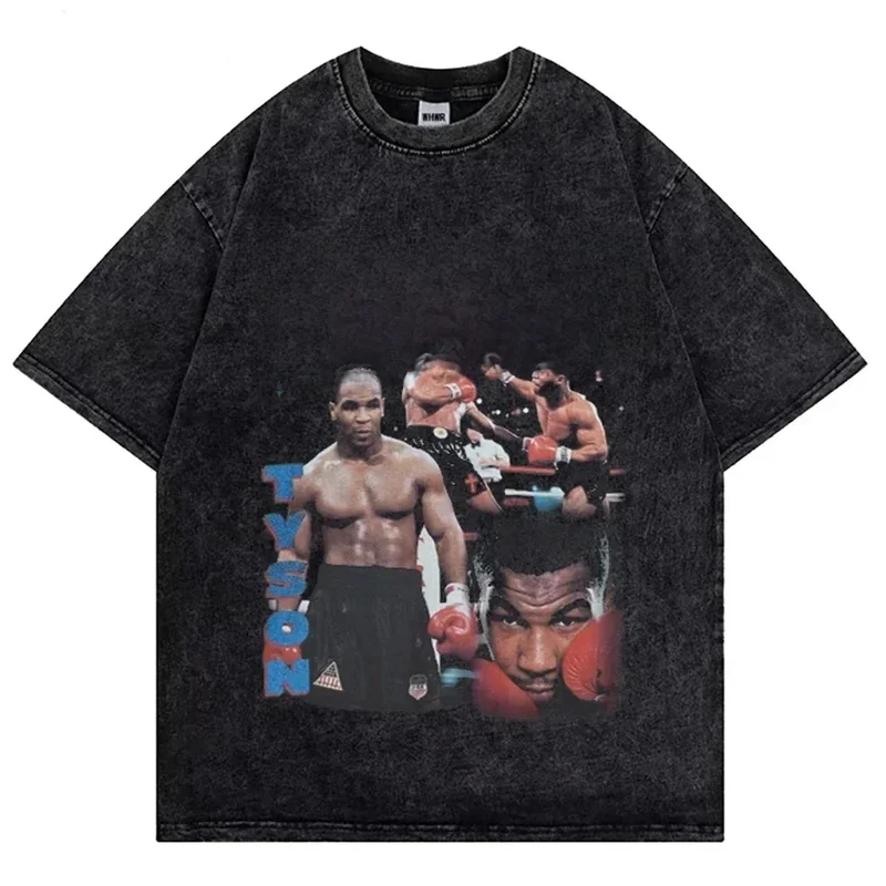 AliExpress - Mike Tyson t-shirt délavé Vintage Champion de boxe T-shirts Streetwear rétro t-shirt été chemises à manches courtes T-shirts 