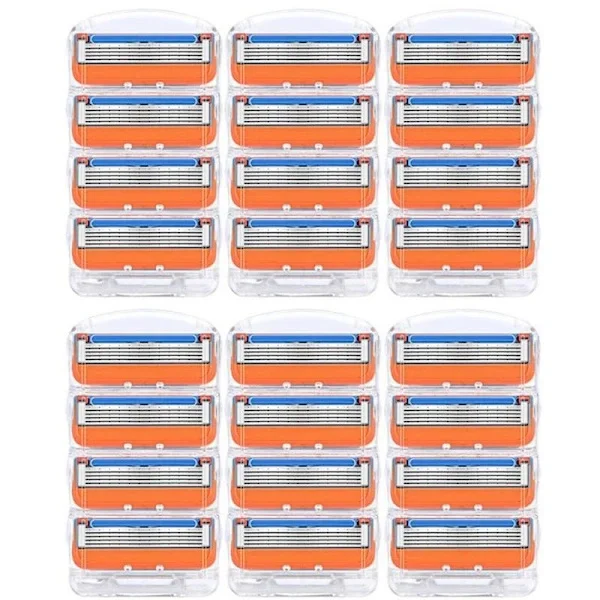 24 st rakblad påfyllning för Fusion 5, rakblad för män - Orange ny version