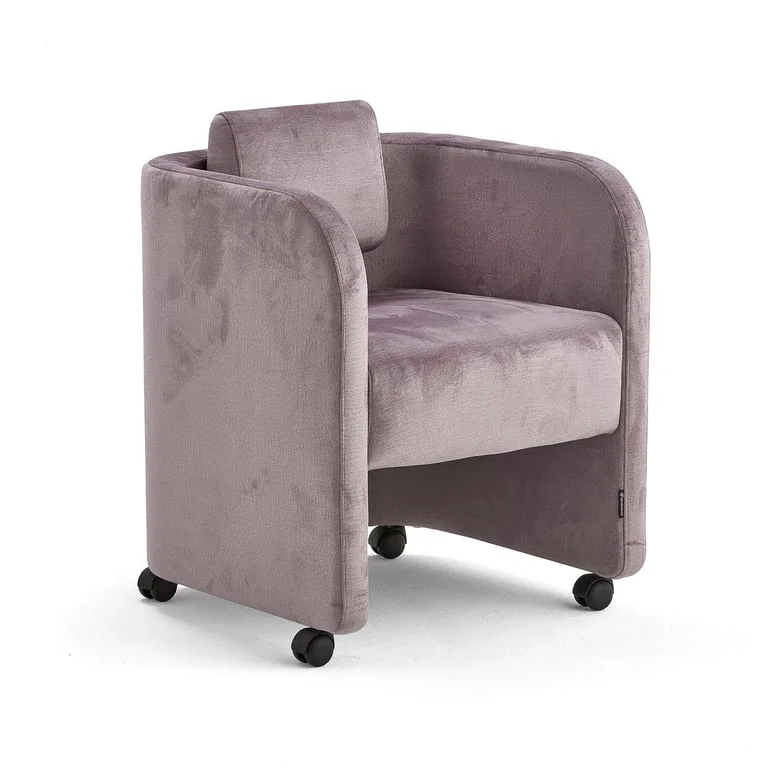 Lenestol COMFY med hjul, fløyelsstoff, lys lilla