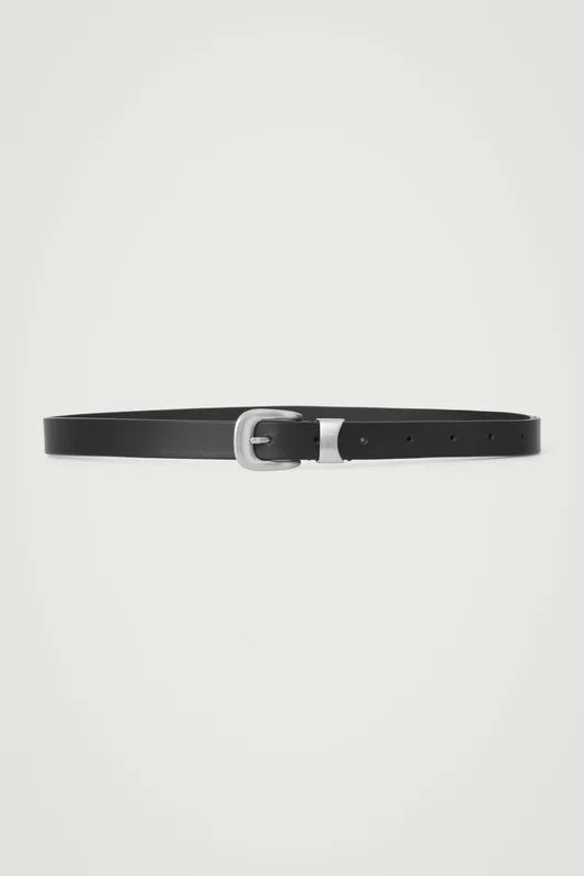 COS Men's Leather Western Belt in Black