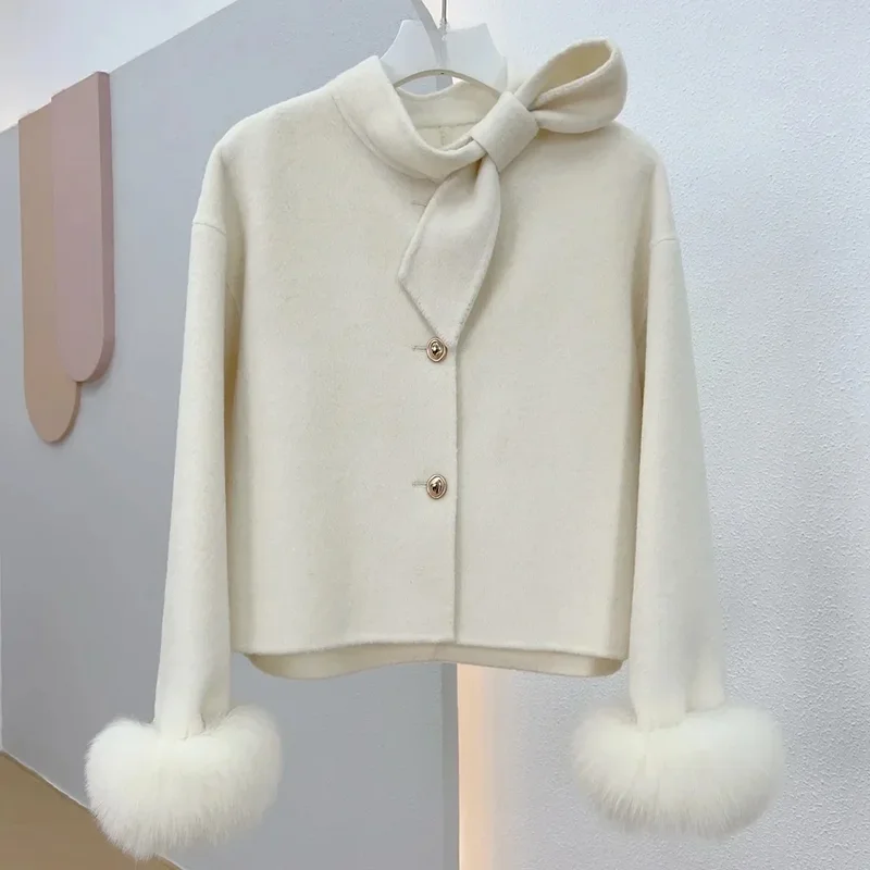 AliExpress - Woll mantel Damen neue Winter Natur fuchs Pelz Manschette Outwear Damen mantel Kaschmir Wolle Wolle Frauen Luxus jacke