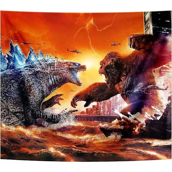 Godzilla Veggteppe Veggteppe Veggdekor Godzilla Vs Kong Monstertema Bakteppe Festartikler Veggteppe For Gutter Gaver Hjem Soverom Stue