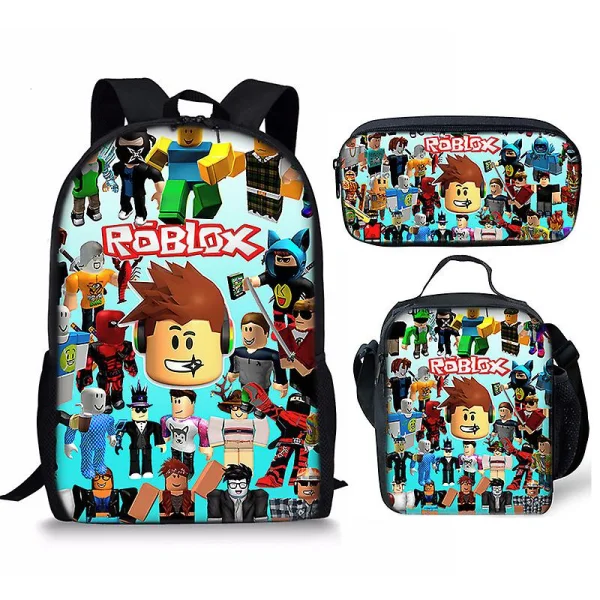 3d Roblox Student veske Lunsj veske Pennveske 3stk/sett Ryggsekk Ta måltid ryggsekk Ta måltid ryggsekk Ta måltid ryggsekk