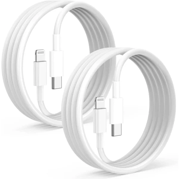2 st Allmän 2m Snabbladdningskabel USB-C till Lightning Kabel Vit - Gäller Samsung, iPhone, etc.