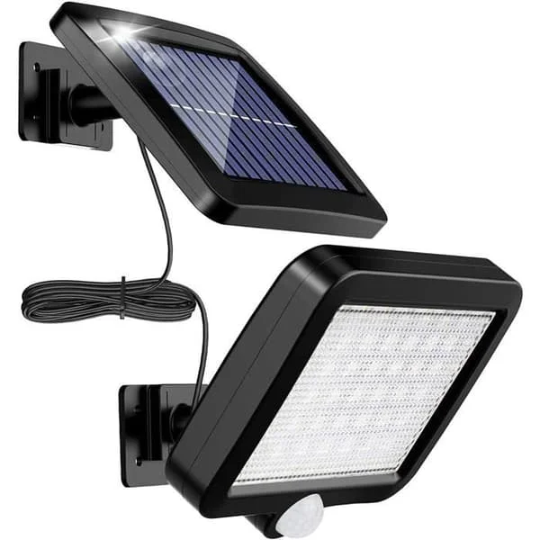 Utendørs solcellelampe med bevegelsessensor, 56 LED, med 5m kabel, egnet for utendørs bruk