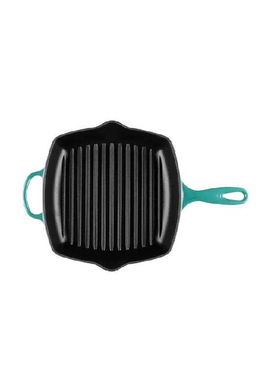 Le Creuset Signature gjutjärn kvadratisk grillpanna 26cm Bleu Riviera Stekpannor Blå ONESIZE