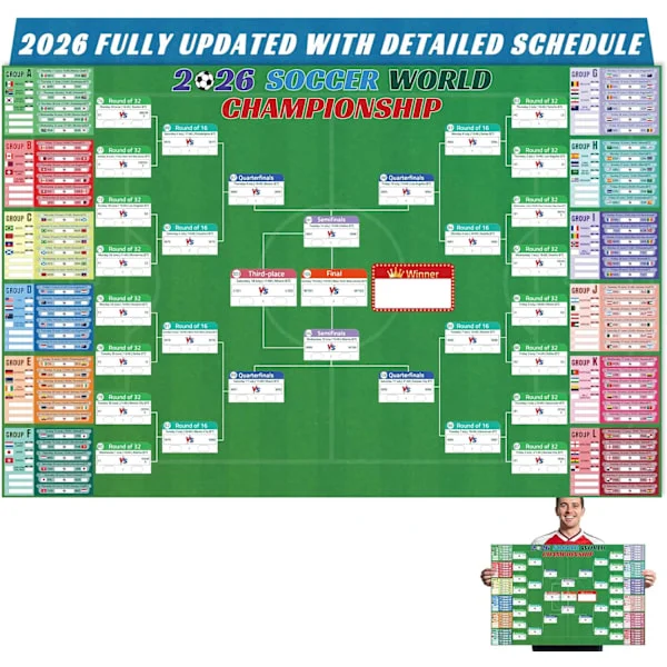 2026 FIFA World Cup Match Schedule Background, 180x120cm 2026 Merchandise for Football Fans, Tournament Wall Decoration for Fans, Party Decorations 