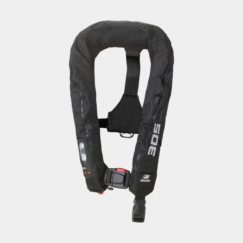 Oppustelig redningsvest Baltic Legend 305N, automatisk, sort + kulsyrepatron 60 gram, 40 - 150 kg
