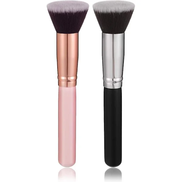 Sett med 2 profesjonelle børster: Børster for foundation, concealer, rouge og multifunksjonell flytende foundation