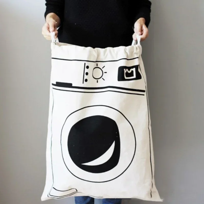 AliExpress - Grand sac à linge en coton et lin, sac de rangement pour vêtements et jouets, tissu imprimé, sac de sport à cordon de proximité, sacs 