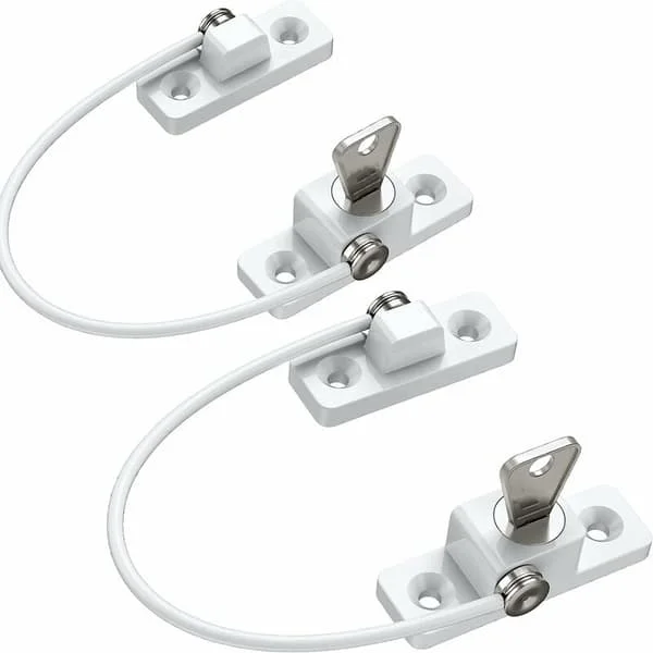 Børnesikring af vinduer, 2 stk. børnesikring til vinduer zinklegering PVC børnesikker vindueslås med skruer og nøgler, perfekt til franske døre - hvid