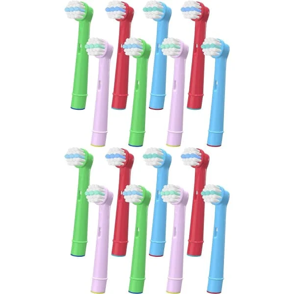 16 stk. tannbørstehoder for barn, kompatible med Oral B, elektriske tannbørstehoder for barn, kompatible med Braun erstatningshoder