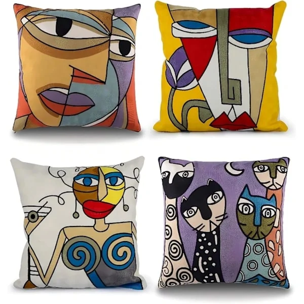 4-pack Picasso gula örngott Picasso bomull linne örngott, A