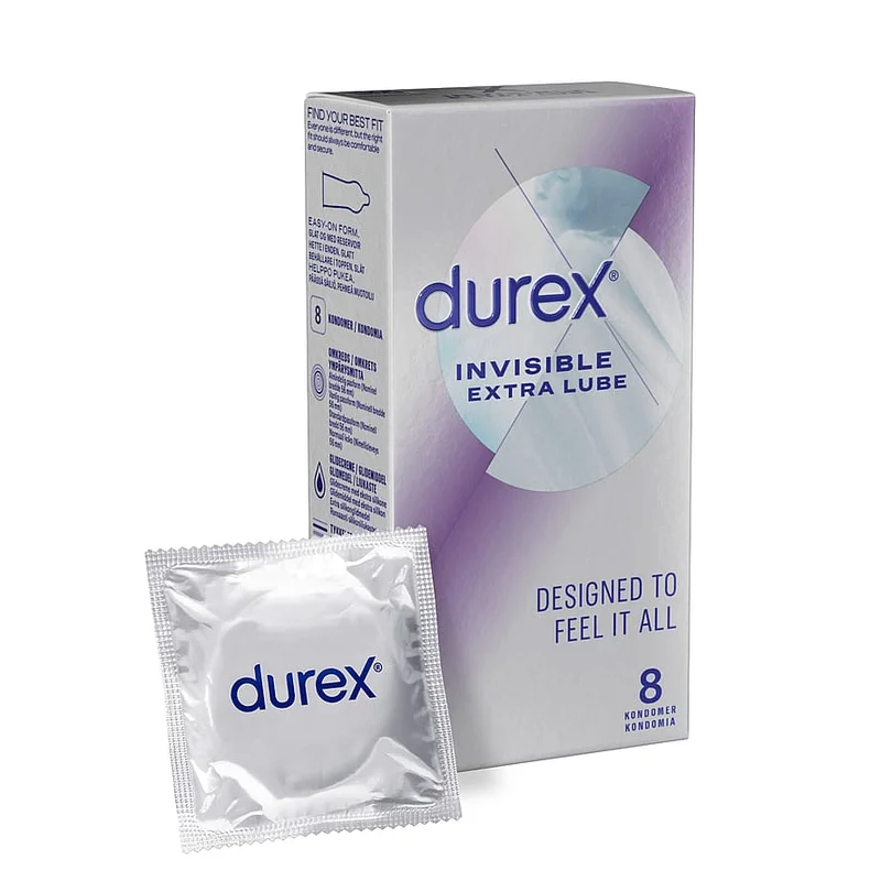 Durex Kondomer Invisible Extra Glidecreme Regular Fit, Mænd, Krop & Helse, Kondomer