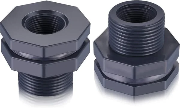 2 stk PVC-skroggjennomføring for regntønner, akvarier, vanntanker (3/4 tommer)