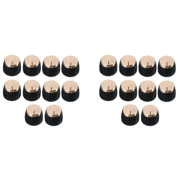 10 stk gitarforsterkerknapper Push-on svart+gullhette for Marshall-forsterker