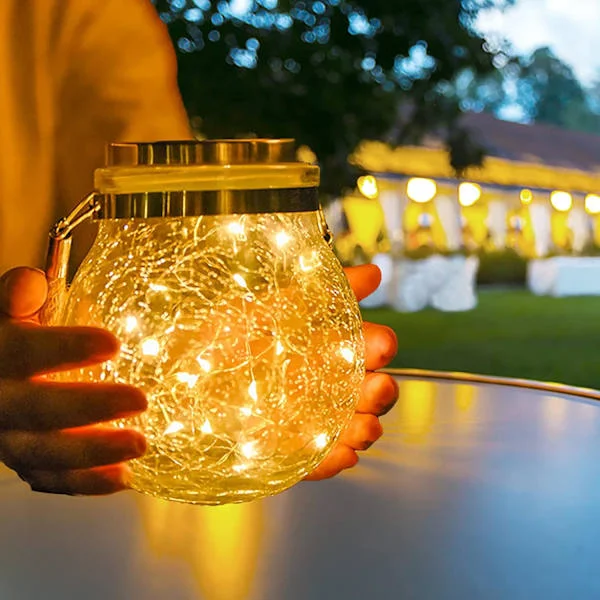 Solcellelampe for hage, 1 stk Utendørs Hengende Solcellelampe med 30 LED Vanntett Solcellelampe Dekorativ Belysning for Hage