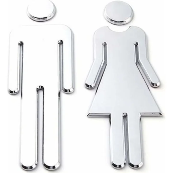Toalettklistermärken, 12x4cm, Toalettskyltar med symboler för män och kvinnor, Lätta att applicera, Toalettskyltar för män och kvinnor