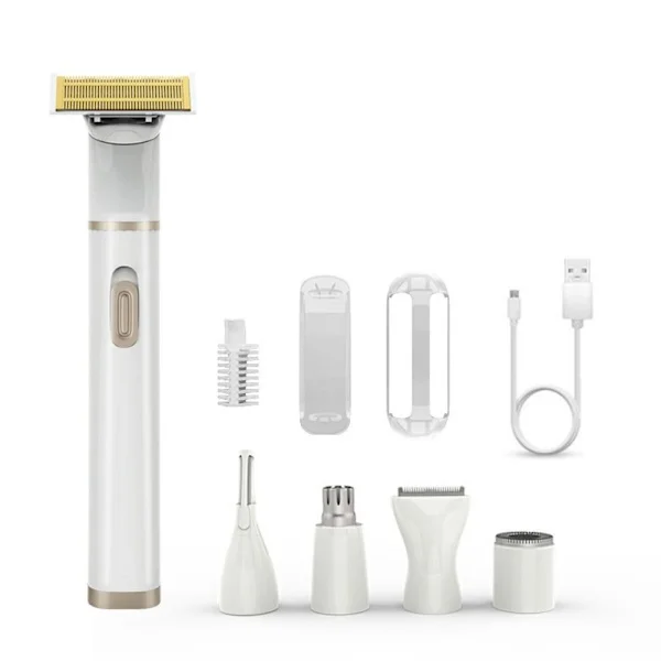 5-in-1 Hair Removal Rechargeable Hair Clipper Shaver Nose Eyebrow Hair Remover 5 Heads