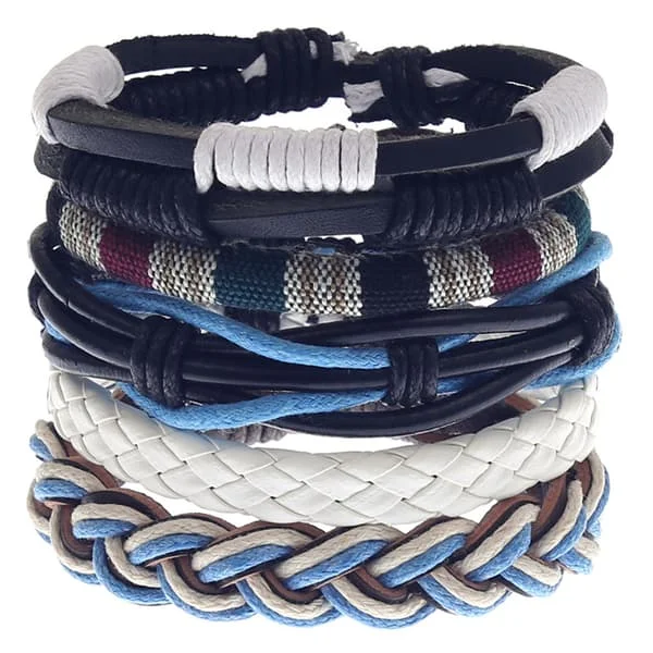 5 STK Læderarmbånd til mænd og kvinder Flettet reb manchetarmbånd
