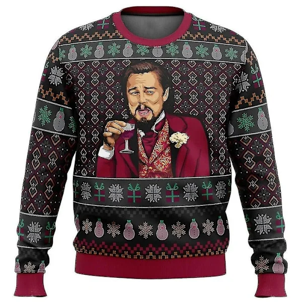 Laughing Leo DiCaprio Meme Stygg Julgenser Gave Santa Claus Gensere Menn 3d Gensere Og Topp