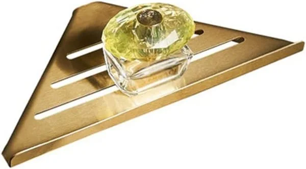 Corner Shower Shelf for Bathroom - Stainless Steel Triangular Floating Shelves - For Shampoo, Cosmetics, Spice Bottles - Wall Mounted Shelf - Gold