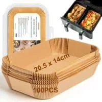 Bakplåtspapper för Ninja Air Fryer 100 stycken 20.5x14cm Rektangulära Pappersfoder Oljefria Fritöstillbehör Kompatibla med Ninja Foodi Dual Zone 