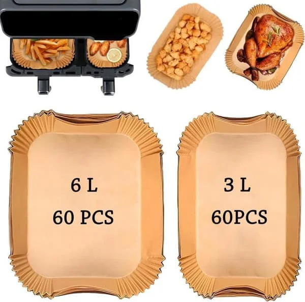 Bakplåtspapper för Airfryer Philips Airfryer Serie 3000, Bakplåtspapper för Philips Dual Basket Airfryer 9 liter (60st+60st)