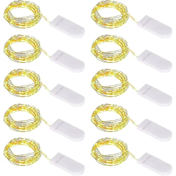 10 stk LED Lyslenke Batteri, Lyslenke Liten Med Batteri, 1m 10 Mikro