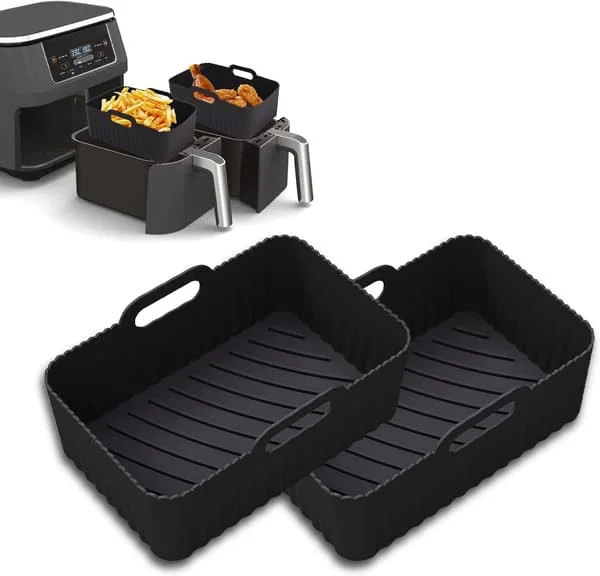 2-pakning Air Fryer Silikonfôr for Ninja Dual Air Fryer, Gjenbrukbare Air Fryer-fôr for Ninja AF400UK AF300UK Double Stack XL Sl400UK 9.5L