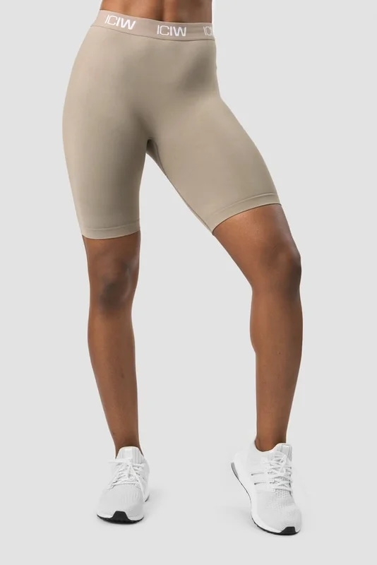 ICANIWILL - Define Seamless Logo Biker Shorts Taupe- Shorts - Dames - sportkleding van ICIW