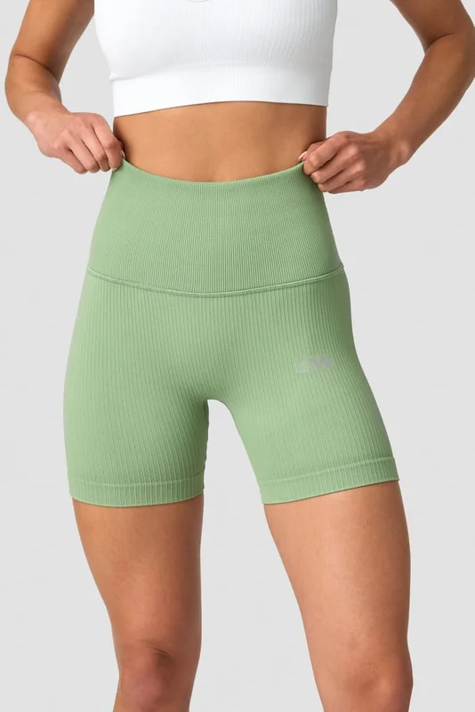 ICANIWILL - Ribbed Define Seamless Pocket Shorts Light Green - Shortsit - Naiset - Treenivaatteet ICIW:ltä