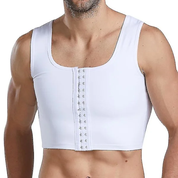 Män Gynekomasti Shaper Ny Slankning Bröstkontroll Boobs Shapewear Underkläder Magebälten Hook Control Hook White