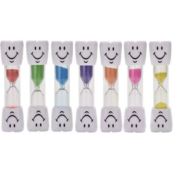 7-pakke 2-minutters timeglass for tannpuss, fargerik sandtimer for barn, fremmer tannhygiene