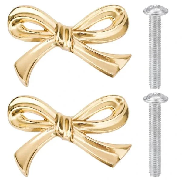 2-pack Vintage Brass Bow Knobs for Dresser Drawers