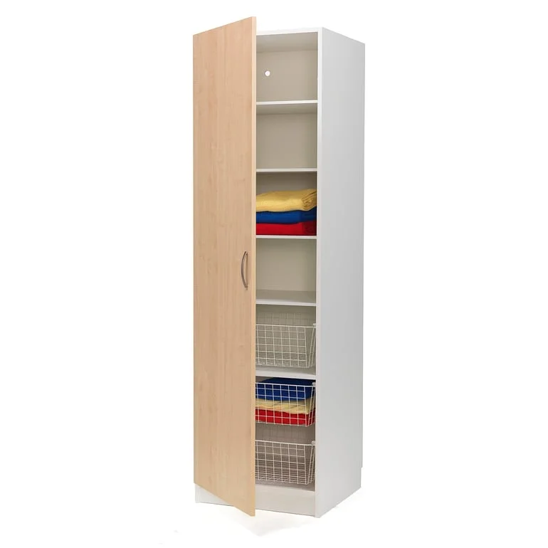 Praktisk garderob med 3 trådbackar och 4 hyllplan - 2100mm x 600mm x 600mm - Vit