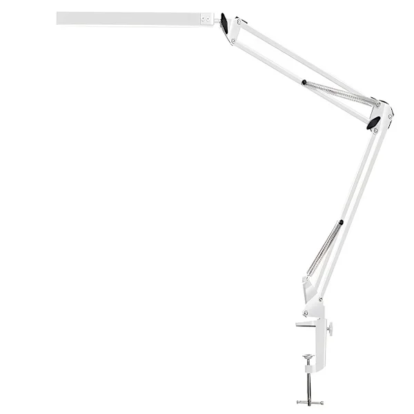 12W LED-Skrivebordslampe, dimbar arkitektlampe med svingarm, kontorbordslampe med 3 fargetemperaturer og 10 lysstyrkenivåer, øyebeskyttelse for