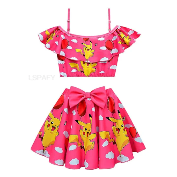 Tecknad flicka badkläder Pikachu flicka baddräkt två delar barn bikini set barn badkläder badkläder