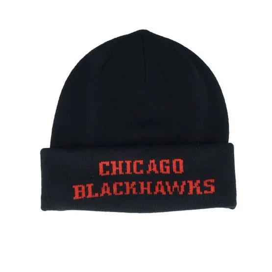 Mitchell & Ness - NHL Black balaclava Beanie - Chicago Blackhawks Tailgate Knit Black Baclava Cuff @ Hatstore