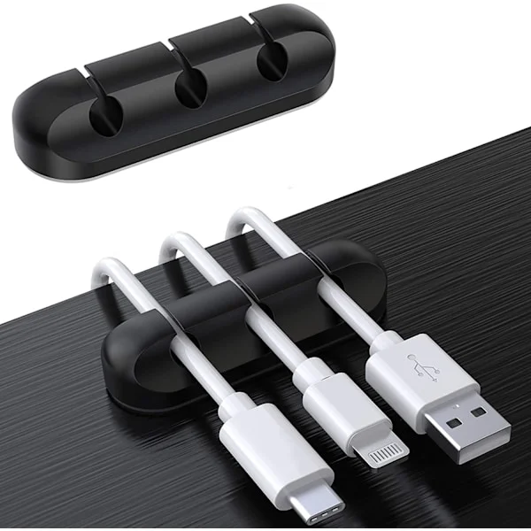Kabelhållare Organiserare Svart 2-Pack 3 delad