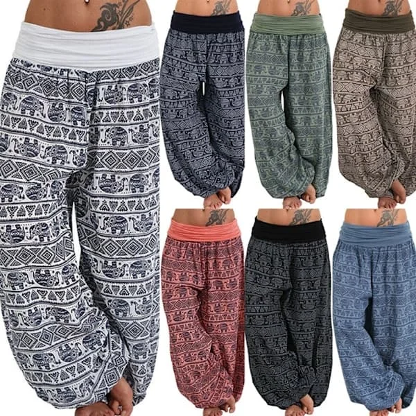 Dame Baggy Harem Bukser Leggings Hippie Yoga Bukser blå S