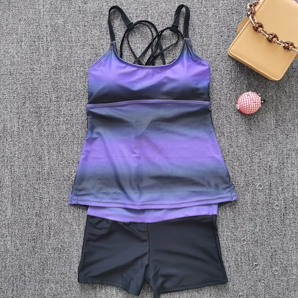 Dame Plus Size Badetøj 2 stk. Badetøj Badedragt + Shorts