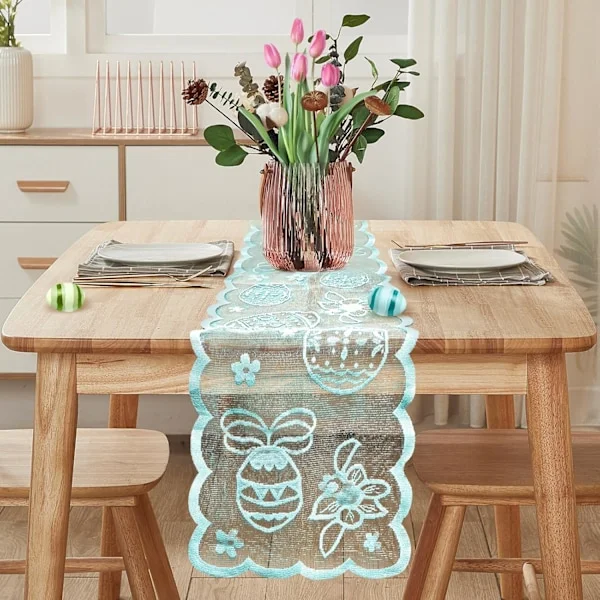 Easter Table Runner 183x33 cm - Decorative Easter Table Runner with Rabbits, Spring and Easter Decoration for Living Room Home