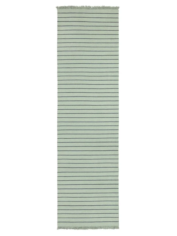 Lise Washable 80X300 Small Green/Dark Grey Striped Runner Rug