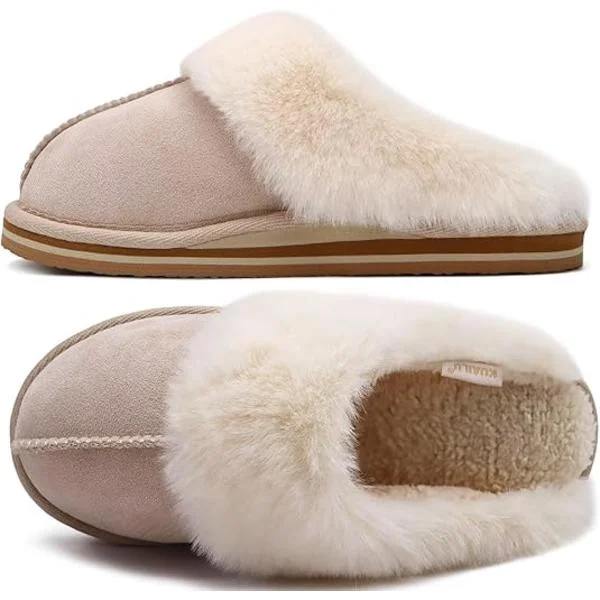 Dam Fluff Dubbla Memory Foam Tofflor Dam Bekväma Stöd för Hålfoten Varma Tofflor Slip-on Bekväma Vintertofflor med Halkskydd (42/43)